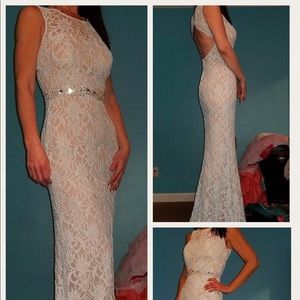Baby blue lace dress size 3 by Jodi Kristopher